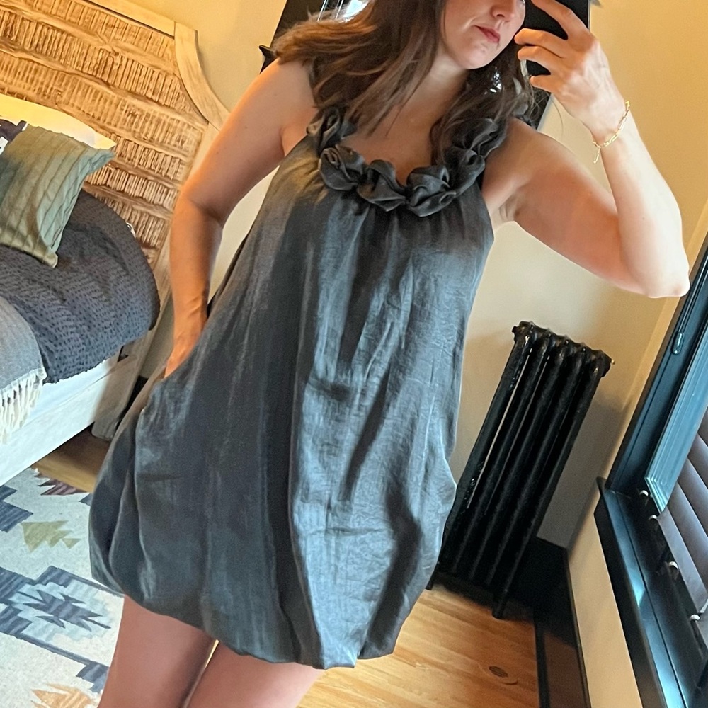 Mina UK Metallic Dress, One Size (S/M), bubble hem, pockets!